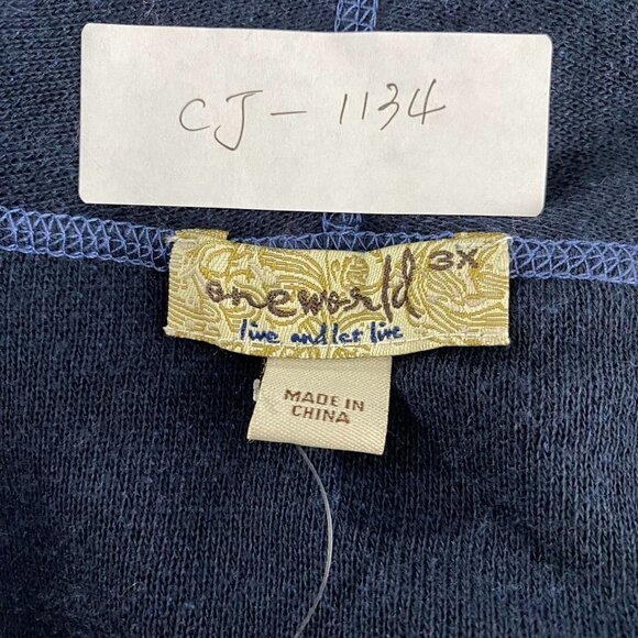 One World Reversible Open Cardigan Women's‎ 3X Blue Cotton Blend NWT CJ-1134 - Picture 2 of 15